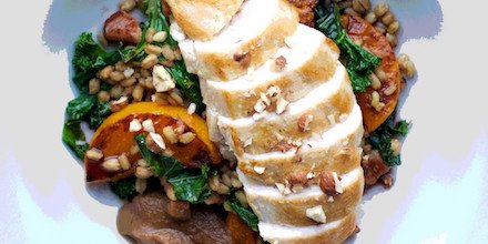 ThePowerKitchen's tweet image. Start the protein party with this chicken, spelt, squash  &amp;amp; kale feast. Just £4 incl. delivery, BOOM. #FoodGainz