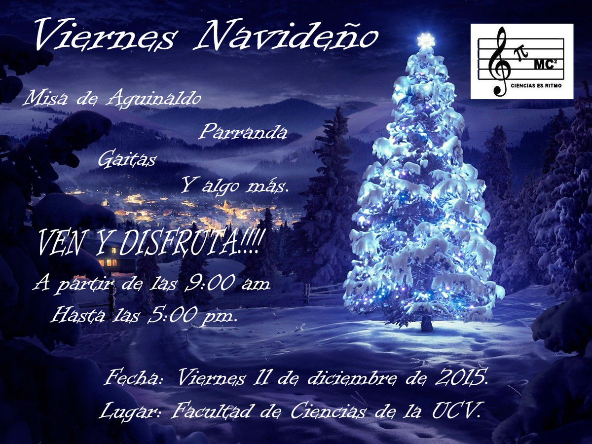 OrientaCiensUCV's tweet photo. Buenos días!!!! no dejen de asistir al  viernes navideño  en nuestra Facultad de Ciencias https://t.co/Pbrkj5fOeT