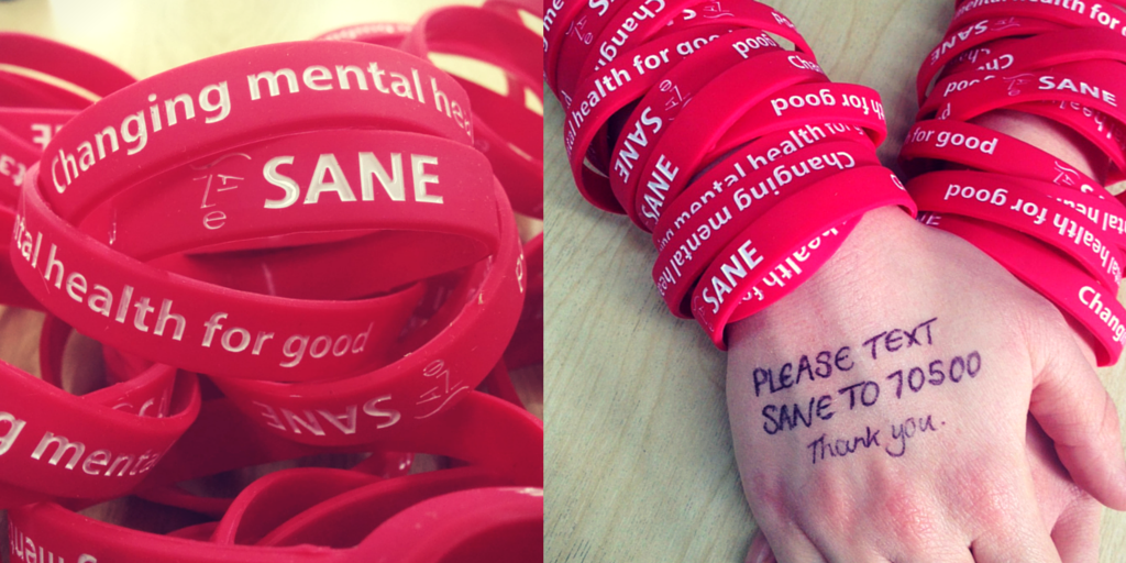 FollowBDT's tweet photo. Want to fight stigma? Give £5 by texting SANE (+name &amp; address) to 70500. We’ll send you a wristband as a thank you https://t.co/PyQLI6PRbJ