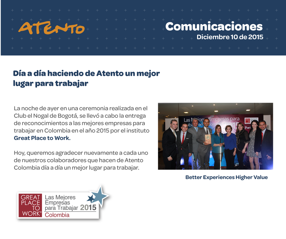 Muy orgullos de recibir el reconocimiento como una de las mejores empresas para trabajar en Colombia <a href="/GPTW_Colombia/">Great Place to Work® Colombia</a>