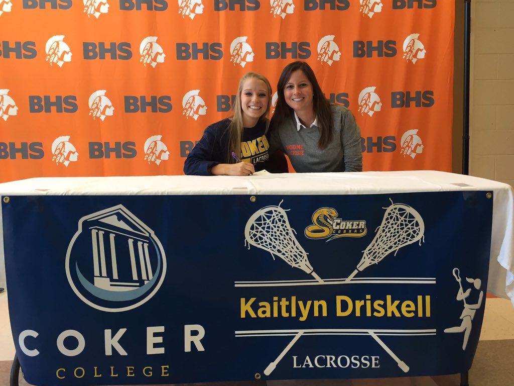 BooneGirlsLax's tweet photo. Congrats to @katiehieattd for signing with Coker College today!! #gocobras #bhsgirlslax #firsttosign #proudcoach https://t.co/VT7zhBMGGB