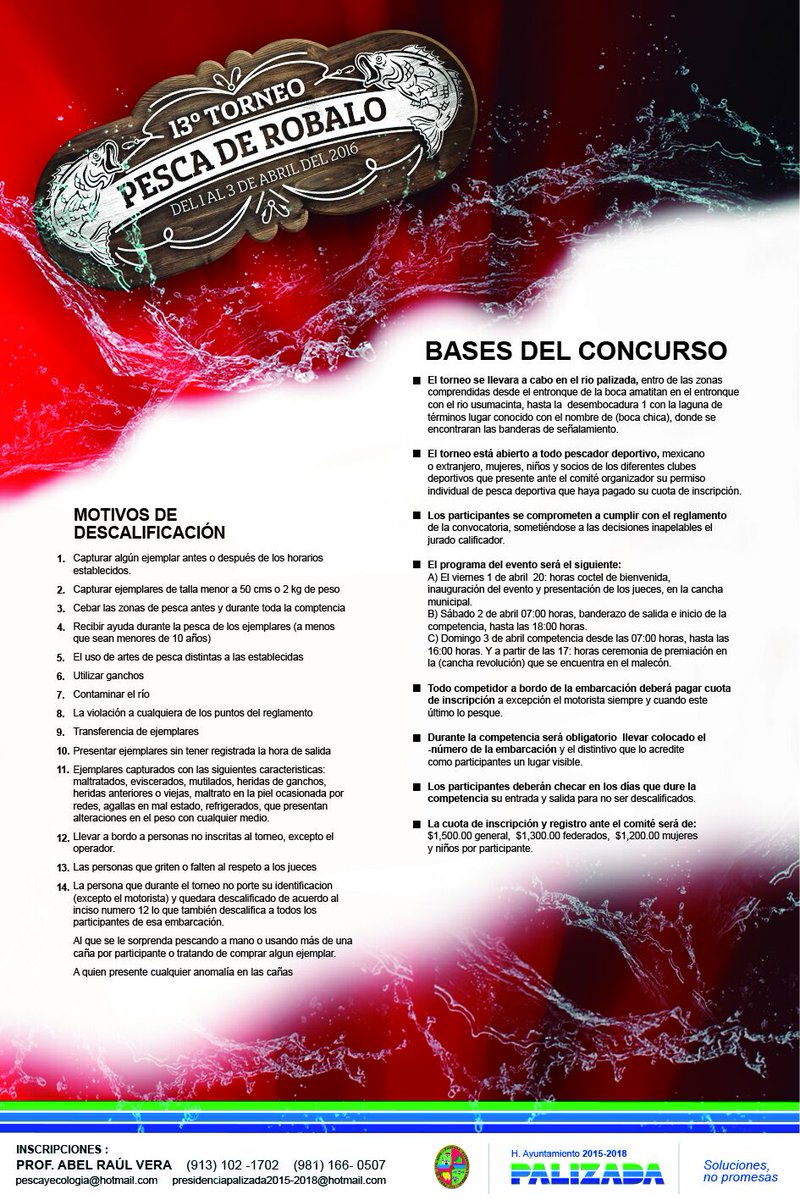 Pesca_Campeche's tweet image. Les comparto la convocatoria y bases del gran #TorneodePesca de #Palizada2016 no se lo pueden perder!!!