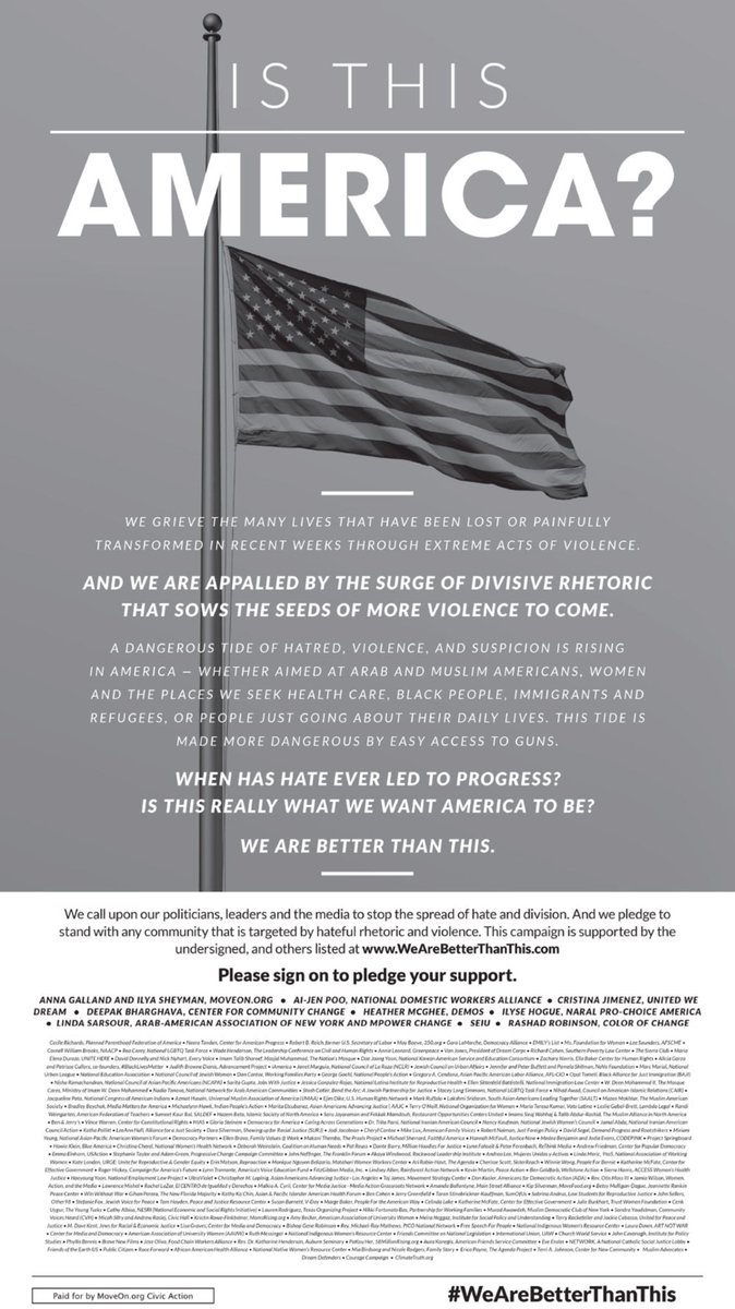 yokoono's tweet image. YES! We are much, much better than this. Thank you!!! yoko ono 
bit.ly/1Qg6GG8
#WeAreBetterThanThis