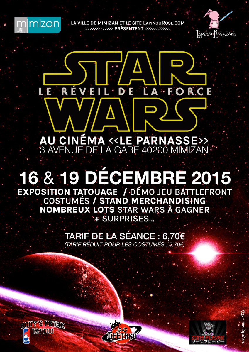 LapinouRosecom's tweet photo. Journée spéciales Star Wars Le reveil de la Force à mimizan(40) le 16/12 &amp; le 19/12 avec animations &amp; surprises ... https://t.co/MtFSsRwtpQ