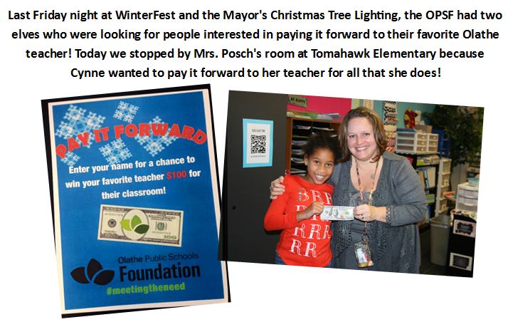 OPSF233's tweet photo. A student from Tomahawk pays it forward to her teacher! @olatheschools @olatheparksrec @OlatheMCTF #olatheproud https://t.co/3kZm0dhLum