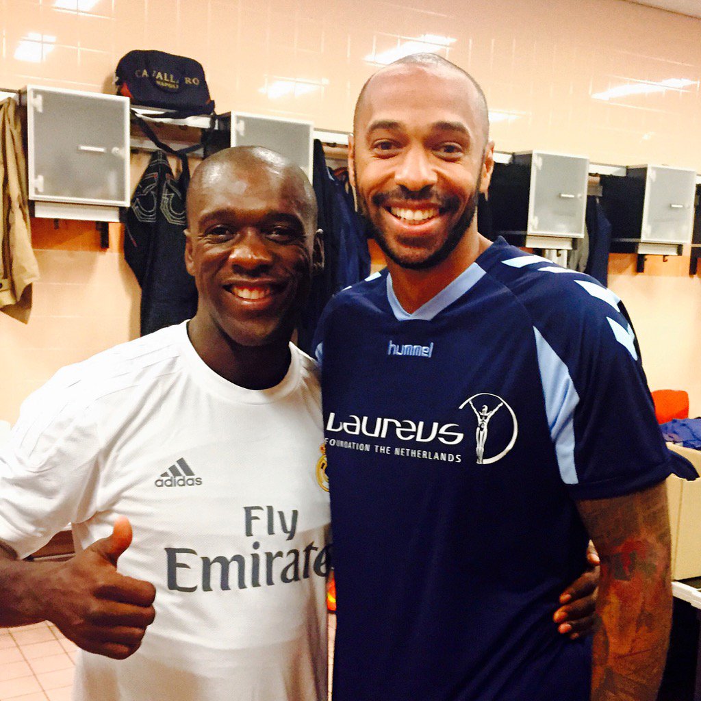 LaureusSport's tweet photo. Speaking of football legends, #tbt to Clarence Seedorf & @ThierryHenry hanging out before Laureus' #KickOffForGood! https://t.co/i3iscr05Rw