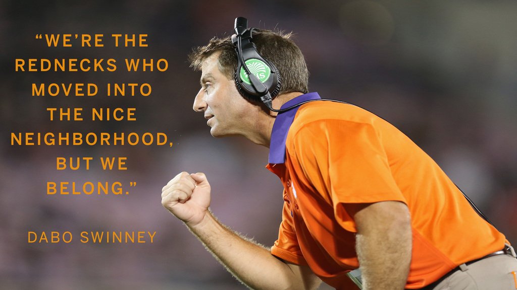 Clemson's coach made his team's place in college football's hierarchy clear on <a href="/MikeAndMike/">Mike Was Here</a>: es.pn/1IXFOD3
