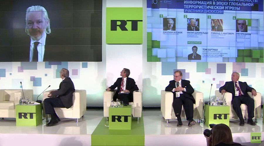 RT_America's tweet photo. Game for privacy is gone, mass surveillance is here to stay – Assange on #RT10 panel https://t.co/fCSTt0BDjc https://t.co/CKvp1pMgYE
