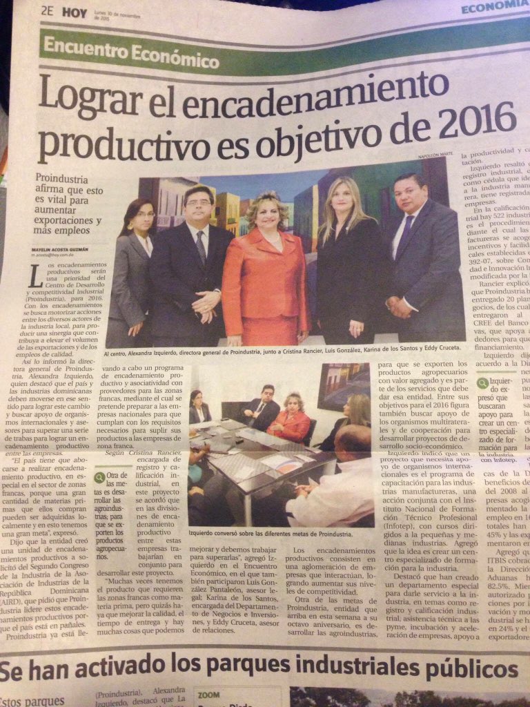 FarideRosario1's tweet photo. @ProIndustriaRD continúa creciendo y cosechando éxitos de la mano de @alexandraizqRD trabajando por un mejor país! https://t.co/w3od7vSdFm