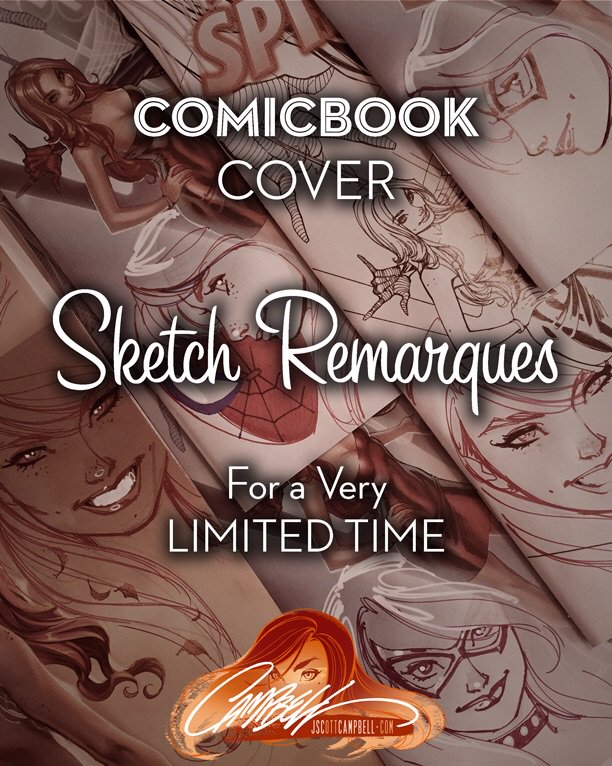JScottCampbell's tweet photo. ✏️✒️Comic Cover Sketch Remarques NOW AVAILABLE here: https://t.co/nTKQbd3nfA for a very Limited Time! https://t.co/SWD4Y6HhtW