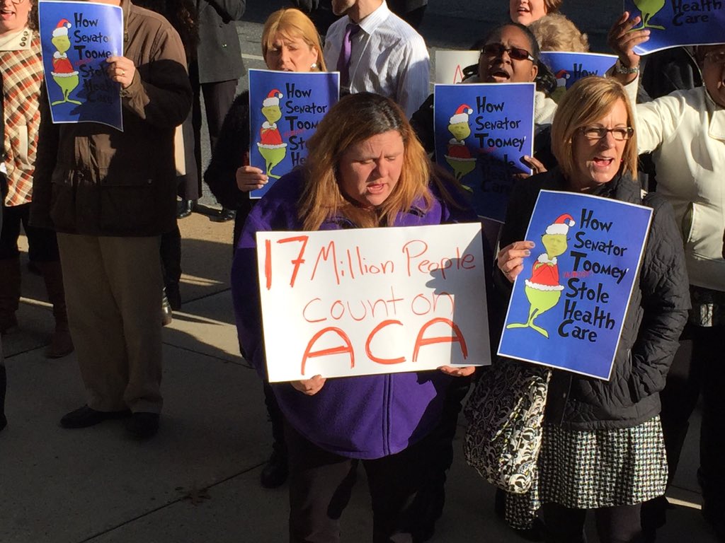 seiuhcpa's tweet photo. Healtchare pros declare @SenToomey "Grinch of the Year" for his efforts to repeal #ACA #Obamacare #Acaisheretostay https://t.co/DiY0ROrDFH