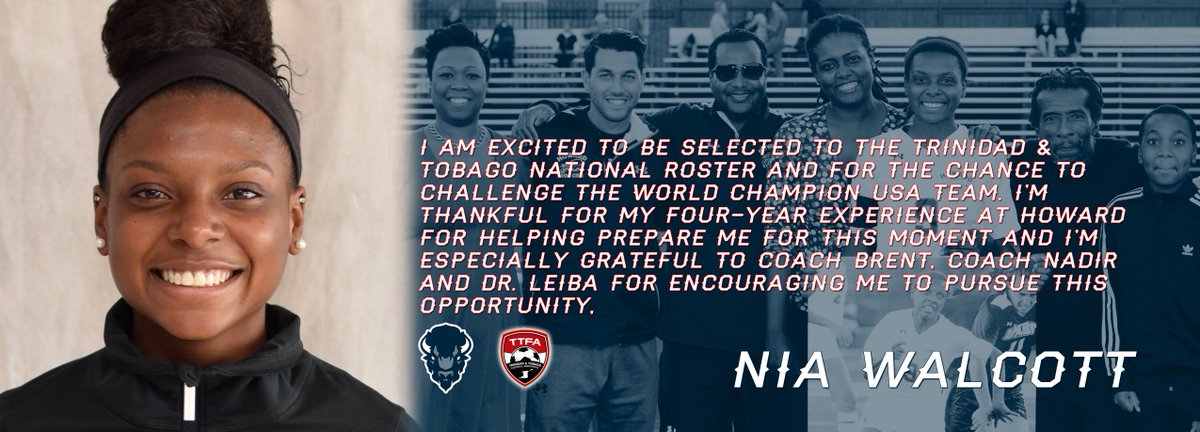 HUBisonSports's tweet photo. Words from #HowardWSOC alum Nia Walcott on facing the #USWNT w/ her Trinidad &amp; Tobago squad (9pm, ESPN2) #BisonPride https://t.co/rNIOazJL9q