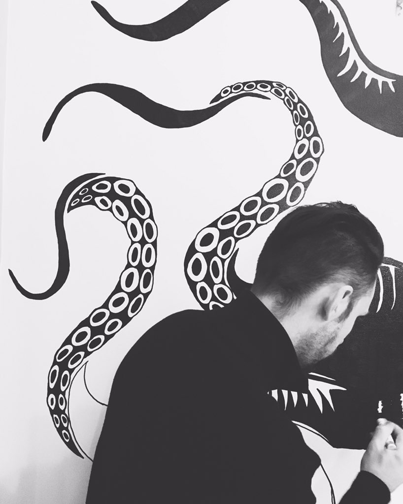 A little home improvement art project in the Matula house #releasethekraken #ma2la #kitchenimprovement #homeart