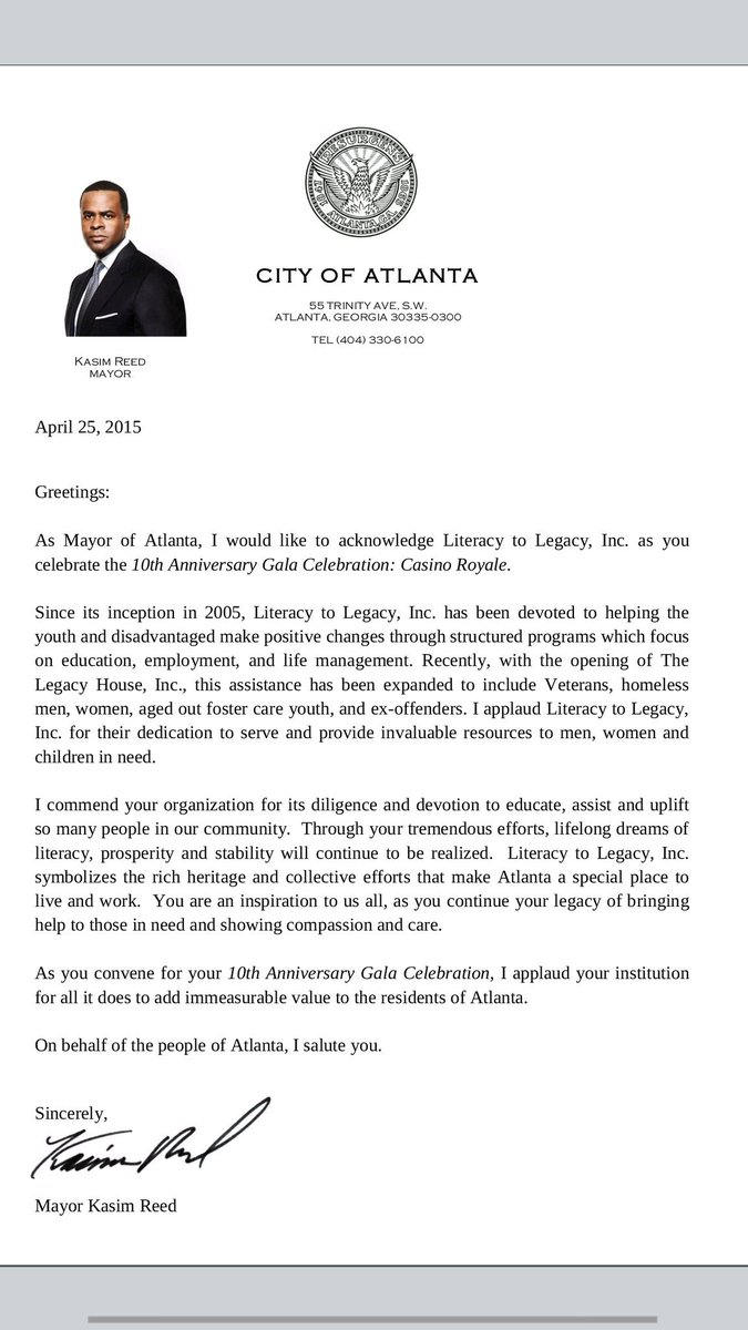 Literacy2Legacy's tweet photo. Acknowledgement from Mayor Reed! #Literacy2LegacyATL https://t.co/Wp4seYPGOK
