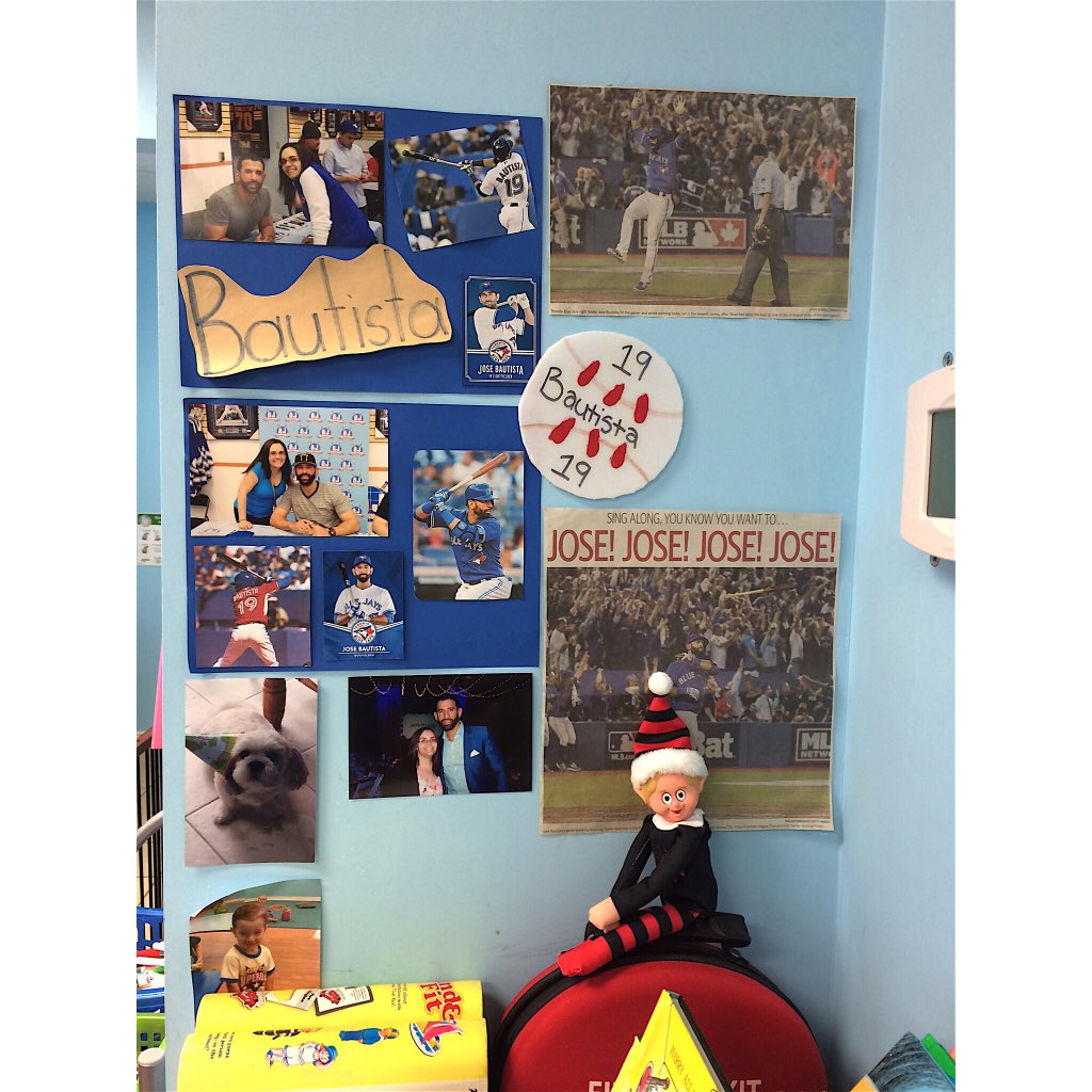michie8's tweet photo. Our classroom elf is even a fan of @JoeyBats19. 😂😊 @Team_Bautista #elfontheshelf #smartelf https://t.co/sKYZU0ldps