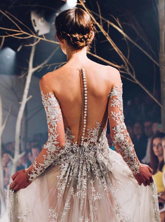 We LOVE the detail of this wedding dress at Paolo Sebastian 2016 A/W Couture show <a href="/BrideHour/">#BrideHour</a> <a href="/BrideBible/">#BrideBible</a> #bridebible