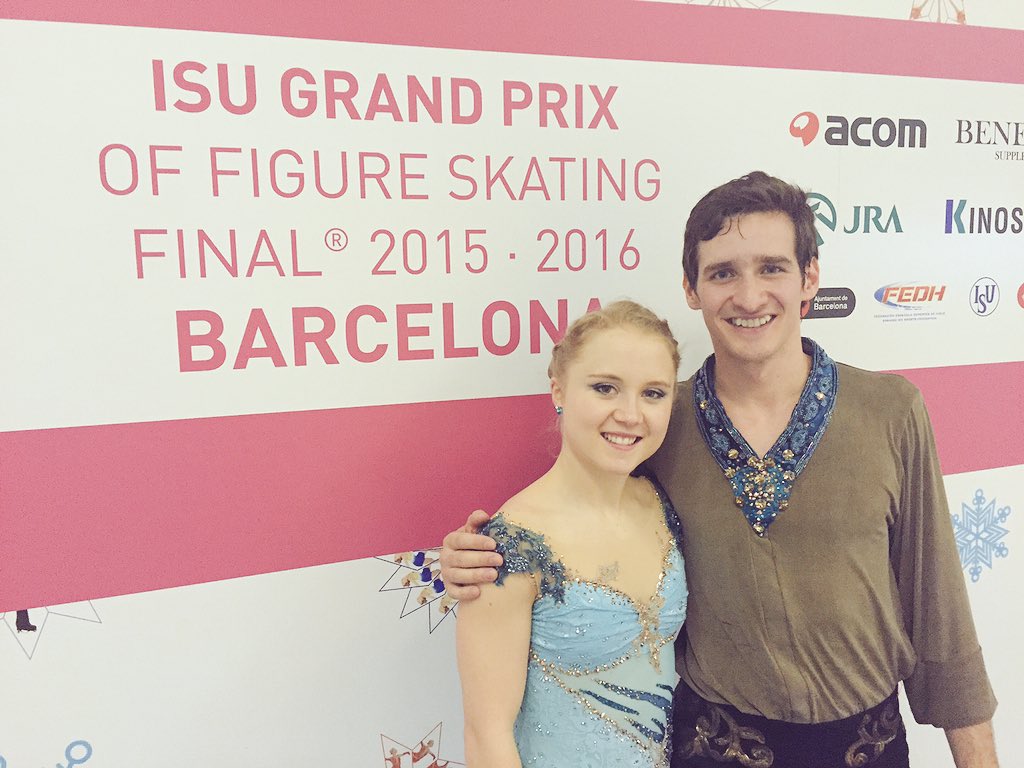 SkateCanada's tweet photo. Fantastique performance de @JulianneCharlie à leur première #FinaleGP senior! Ils sont en 4e place. #FGPBarcelone https://t.co/0hxIfNNmwL