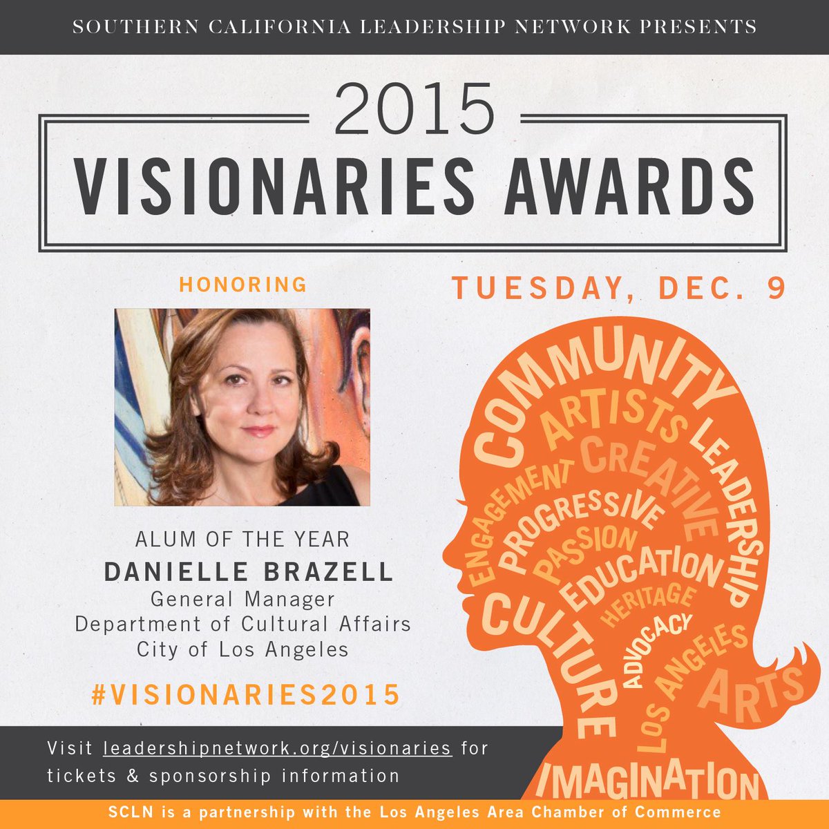 Culture_LA's tweet photo. Congratulations to our GM Danielle Brazell, who was awarded Alum of the Year by @SCLN! #Visionaries2015 https://t.co/n3aC2JTefO