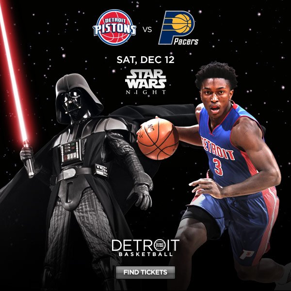 DetroitPistons's tweet photo. RT for chance to win four tix to #StarWars night &amp; a Force Awakens prize pack! 

Tix info: https://t.co/3QHKxRJ02t https://t.co/6etaXaSq9O