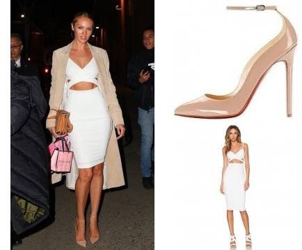 Candice Swanepoel wearing Christian Louboutin So Kate in Burgundy