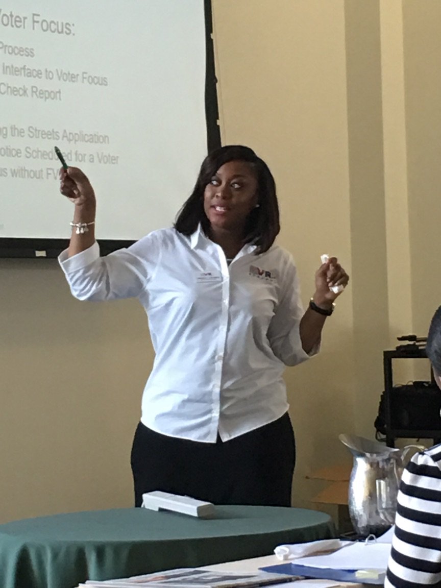 VR'S Tamara Holmes speaks to Voter Focus users about GIS and preparing for redistricting at Tampa ICW conference