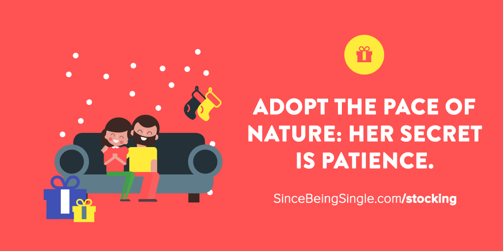 SBSDating's tweet photo. Pace. Ralph Waldo Emerson was right. Patience is key. Open your gift here: https://t.co/S0aHl19QPt #SBSStocking https://t.co/CzPUIhyaet