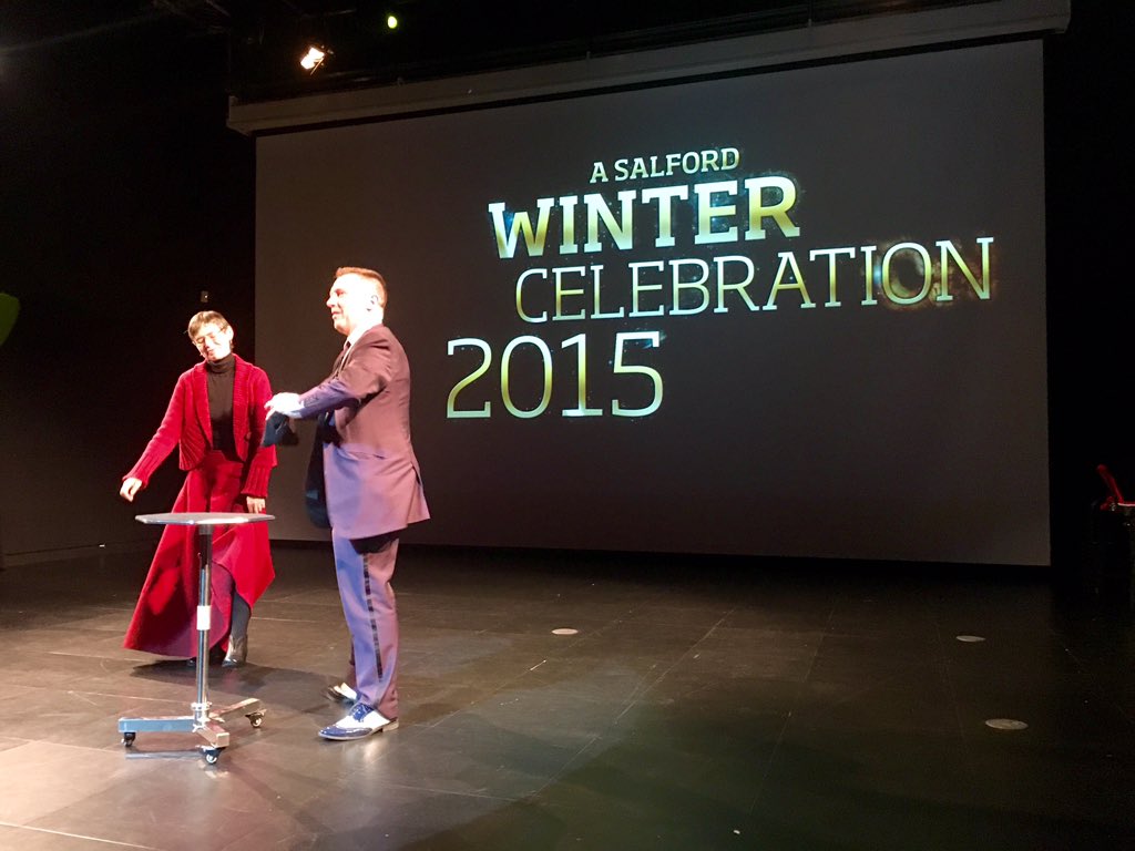 ProfKFairclough's tweet photo. Such a fun evening @SalfordAlumni Winter Celebration. With a few surprises..@ImKarlLucas #barringtonpowell https://t.co/Pj9m5O5HVF