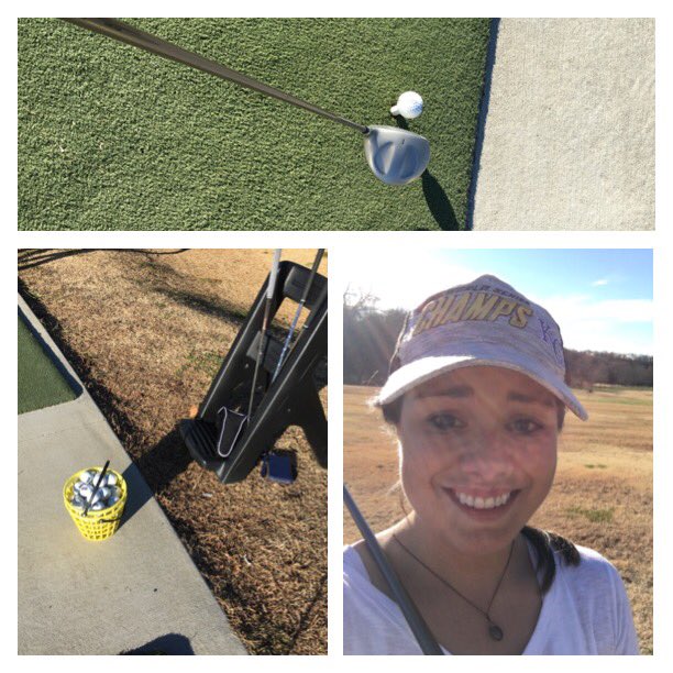 csurvivor89's tweet photo. When it's 64 degrees in Dec, what else does a girl do? #Golf range, of course #PracticeMakesPerfectRight #golfie https://t.co/Y9Ncze81eQ