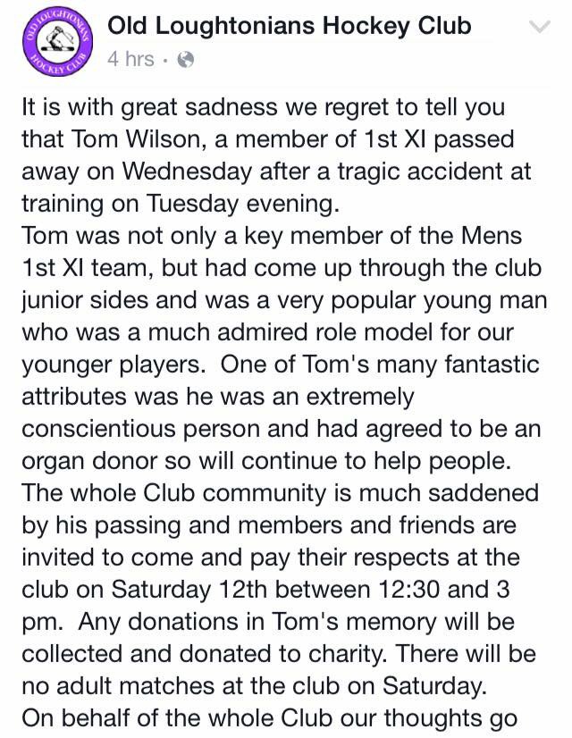 lloydsmslhockey's tweet photo. @OldLoughtsHC such sad news, our thoughts are with you all X https://t.co/v5FZIctBWW