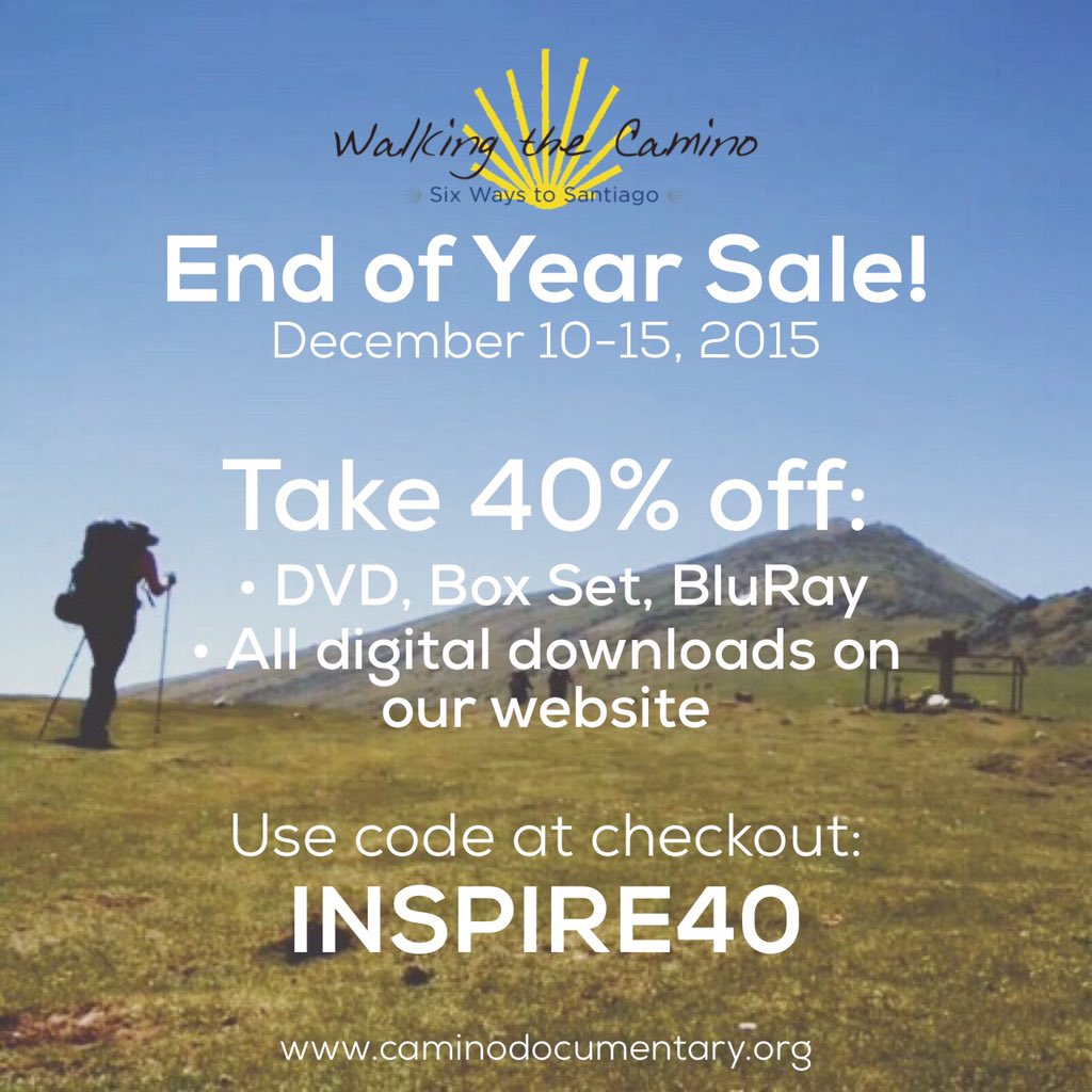 Our #endofyear sale is here! Take 40% off all forms of the film on our website now thru Dec. 15 #caminodesantiago
