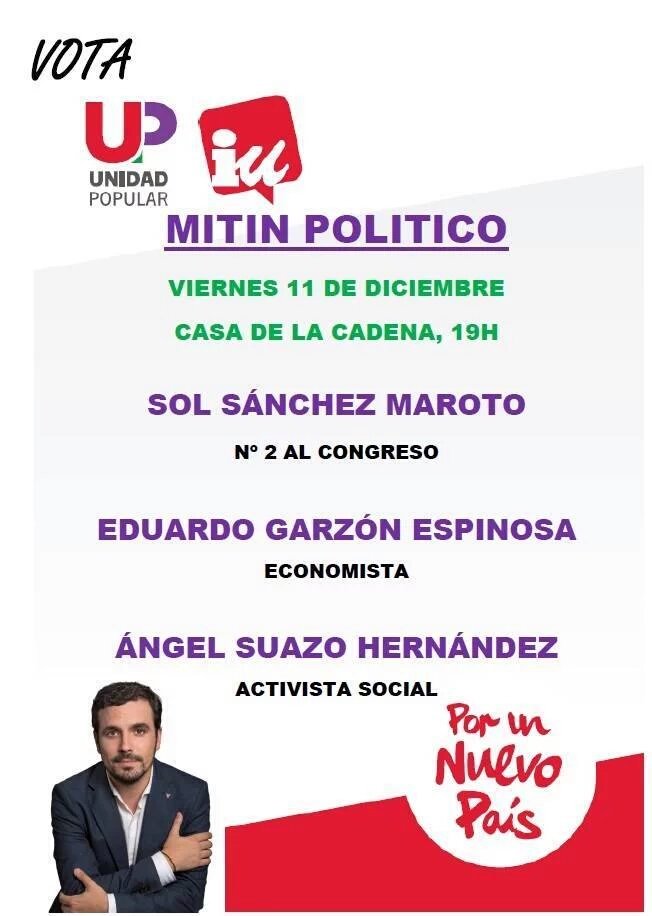 Mañana en Pinto #PorUnNuevoPais  <a href="/miadepinto/">MIA-Pinto</a> <a href="/Unidadpopular__/">Unidad Popular</a> <a href="/agarzon/">Alberto Garzón🔻</a> <a href="/danisanmo/">Daniel Santacruz 🔻</a> <a href="/iu_pinto/">IU Pinto 🔻</a> <a href="/rafasanchezmia/">Rafael Sánchez</a>