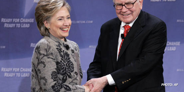 WSJ's tweet image. Billionaire investor Warren Buffett goes to bat for Hillary Clinton on Wall Street on.wsj.com/1RHaf7X