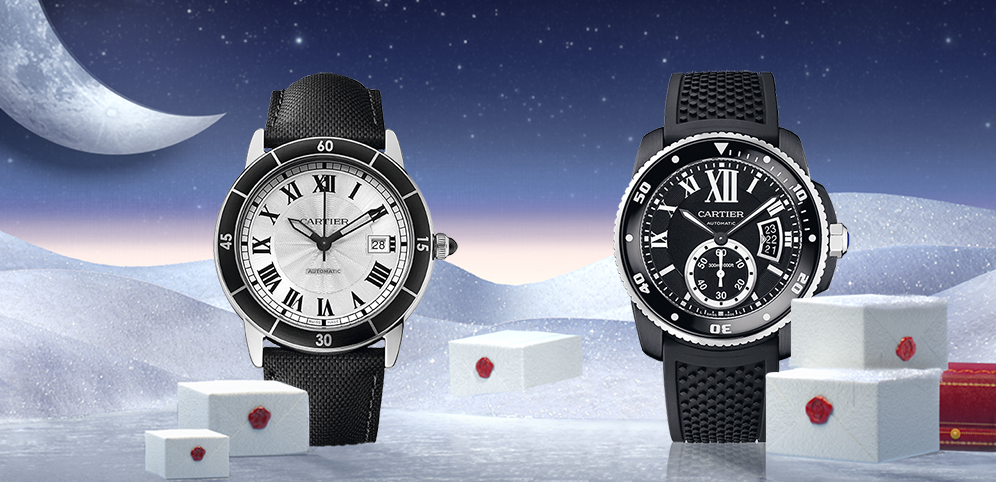 Upgrade his holiday style with a sleek and sporty #Cartier watch. #GiftsForHim cc: <a href="/Cartier/">Cartier</a>
