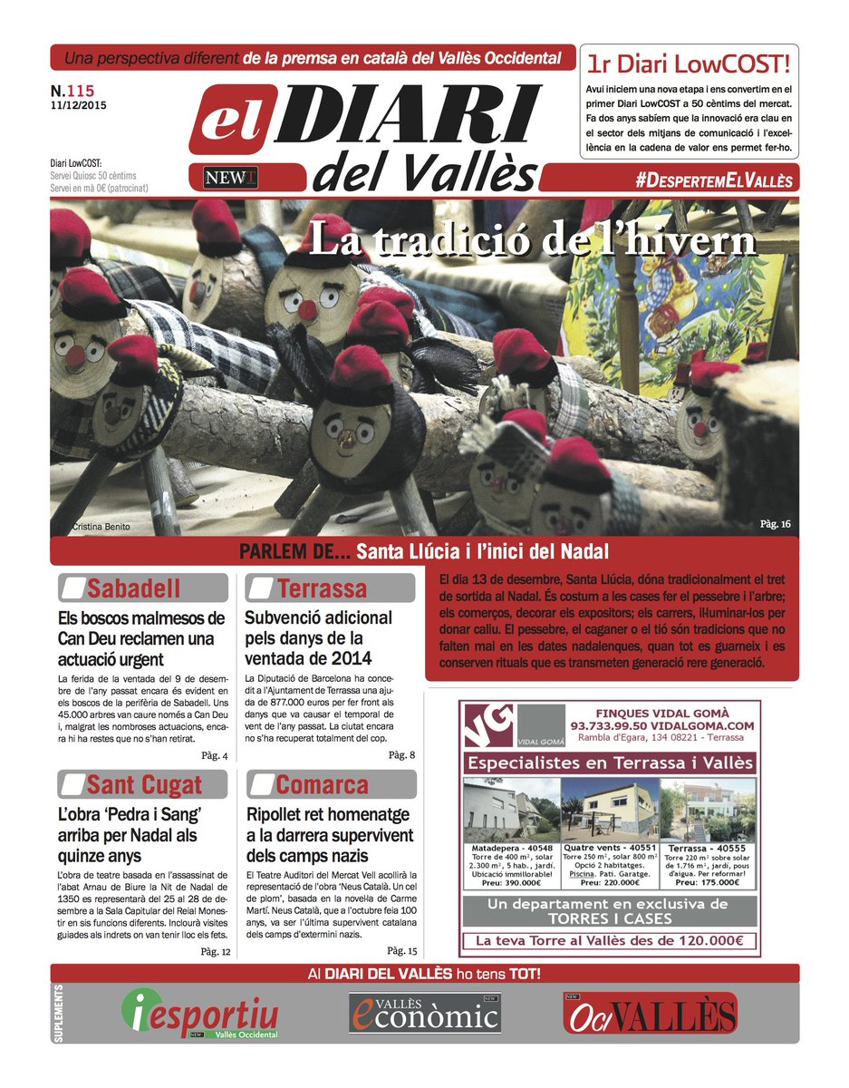 #TradicionsNADAL #SantaLlúcia #Hivern
Portada del #DiariLowCOST E.115 @DIARIdelVALLES #DESPERTEMelVALLÈS