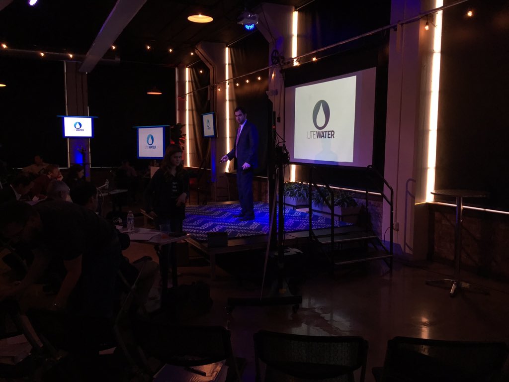 travisleder's tweet photo. First Up: @UofAlabama-affiliated @litewateruv. This startup hopes to improve drinking water. #StartupAL2015 @WAAYTV https://t.co/QxK8W7iYjU