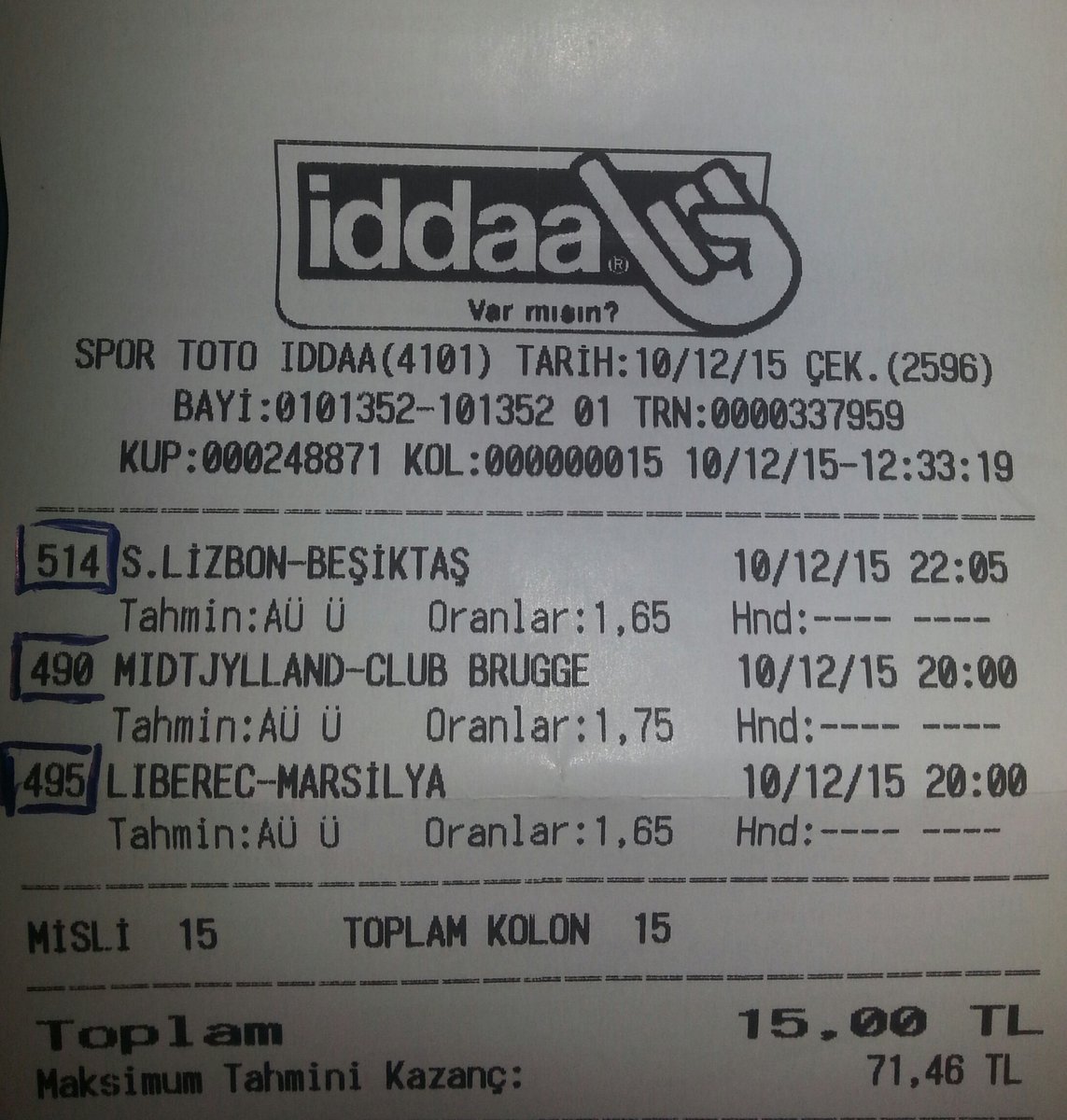 Aq gene tek maçtan yattım