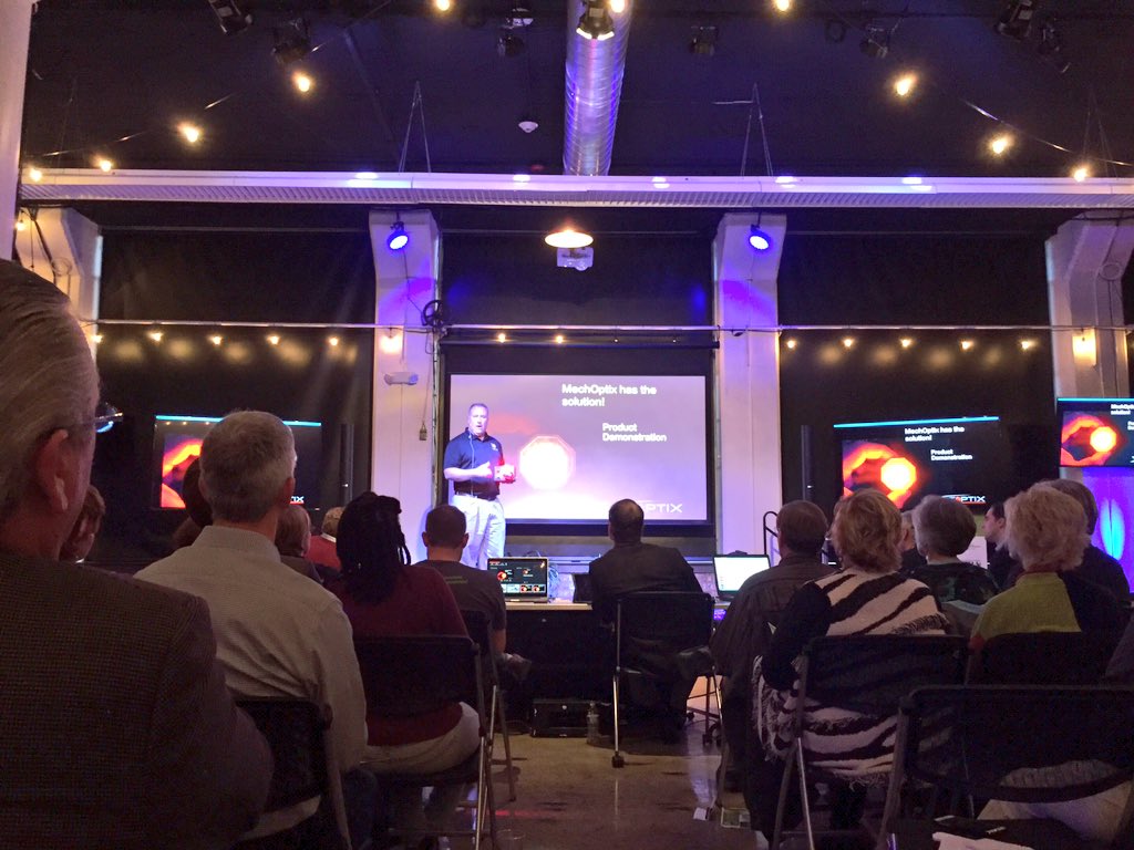 TheRocketHatch's tweet photo. Jeff showcases the #Stoptix light. @MechOptix's flagship product. https://t.co/Da8CUCbdhI