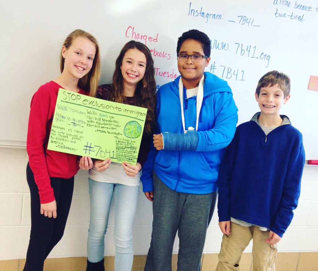 7Billion4One's tweet photo. Kids can make a difference. These students created an engagement tool that urges us to STOP exclusion to #immigrants https://t.co/QkrB5JEUxm