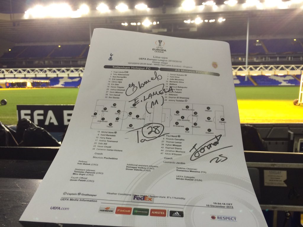 RT &amp; follow <a href="/SpursOfficial/">Tottenham Hotspur</a> for a chance to win a teamsheet signed by <a href="/Coco_Lamela/">spurs</a>, <a href="/tom_carroll92/">Tom Carroll</a> &amp; <a href="/Joshuaonomah10/">Joshua Onomah</a>.