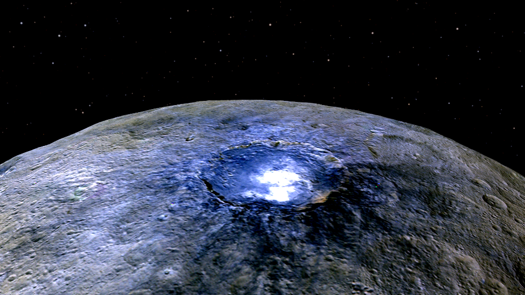 NASA's tweet photo. Did you hear? New studies have clues about the mysterious bright spots on dwarf planet Ceres https://t.co/kDmTknHEin https://t.co/m9npzlEt8A