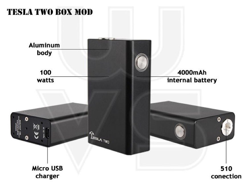 cigarnbeyond's tweet image. Tesla Two:
Spring loaded copper plated silver  
100 watt
Battery: two internal batteries
Capacity: 4000 mAh