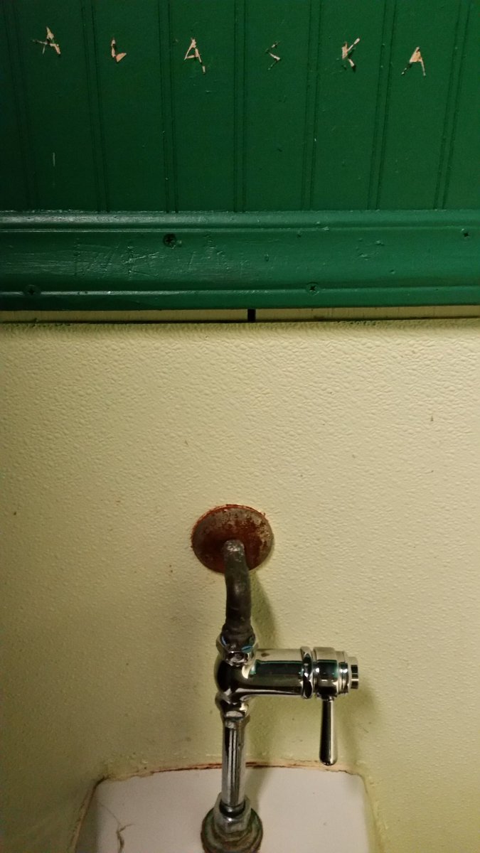 justtomwhitney's tweet photo. @alaskathunder_  randomly at a bar in Columbia SC and spotted this at my urinal. Thinking of you. https://t.co/KL9PC8xEm0