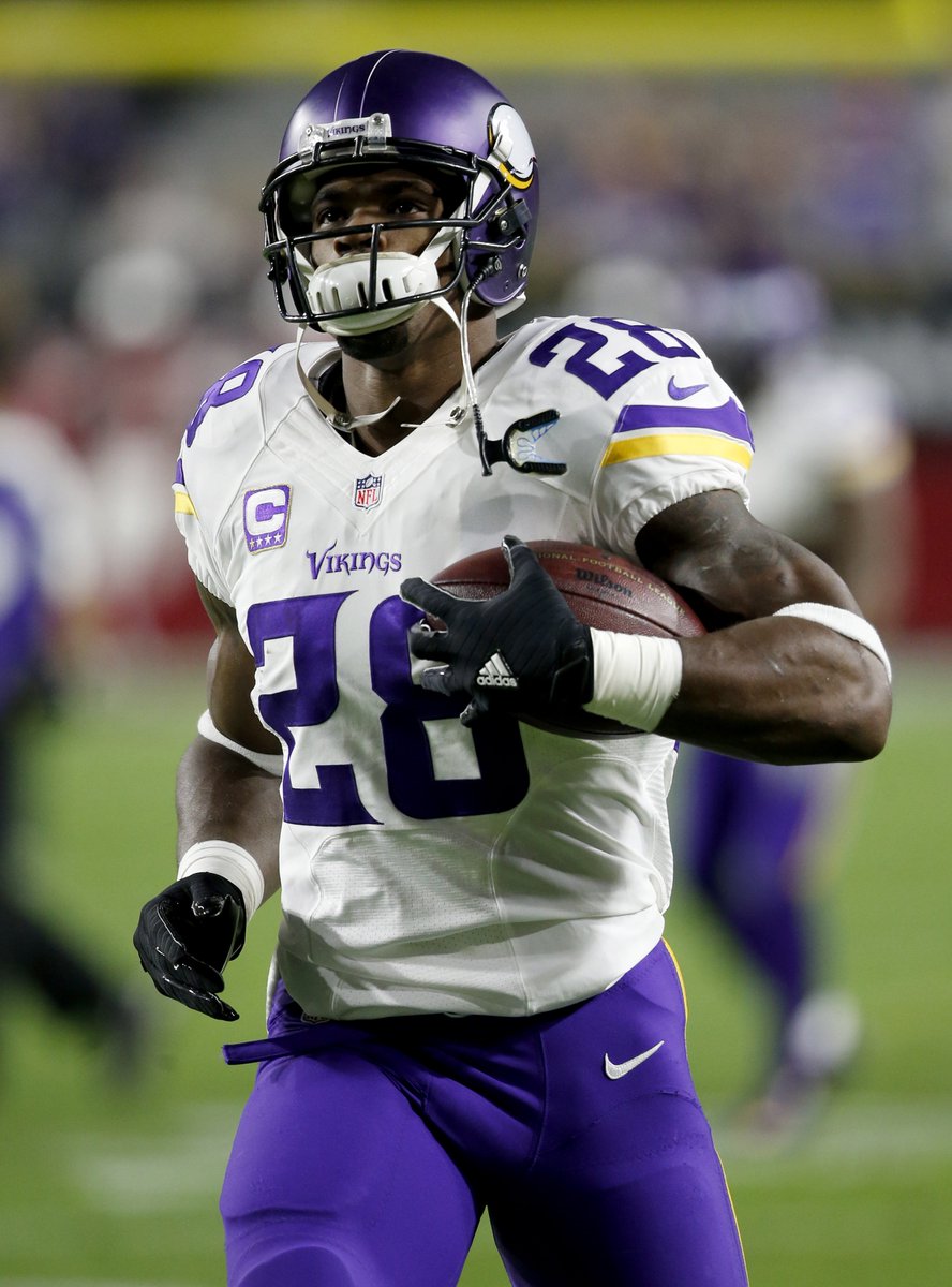 ESPNInsights's tweet photo. Adrian Peterson: 100th career touchdown ... 9th player to reach 100 within first 117 career games (via @eliassports) https://t.co/gBBTv5fW8I