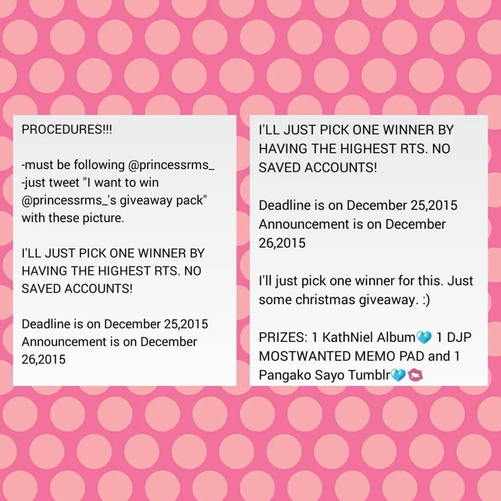 aleennnggg's tweet image. "I want to win @princessrms_ 's giveaway pack" rt please 😘