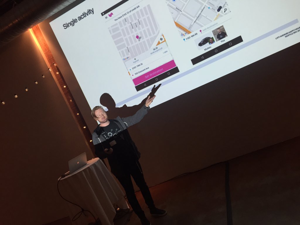 pmorelli's tweet photo. At the Lyft Android Happy Hour in Seattle: view only android apps at scale, with @azakharov https://t.co/oJTjnSZ9qS