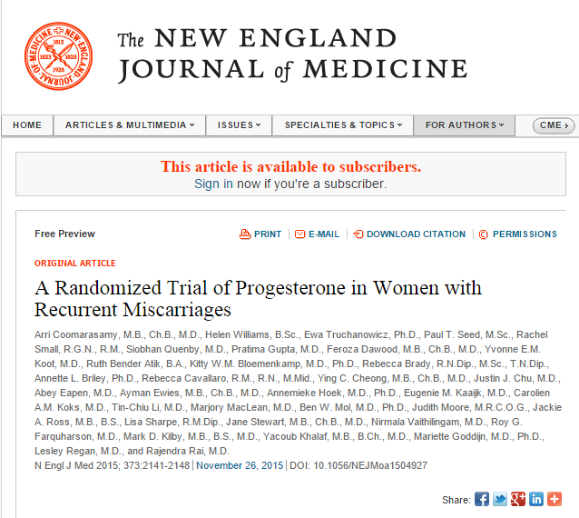 SMNE_AC's tweet photo. A Randomized Trial of Progesterone in Women with Recurrent Miscarriages https://t.co/YPJDBt5Pl7 https://t.co/qV7oJQZzj7