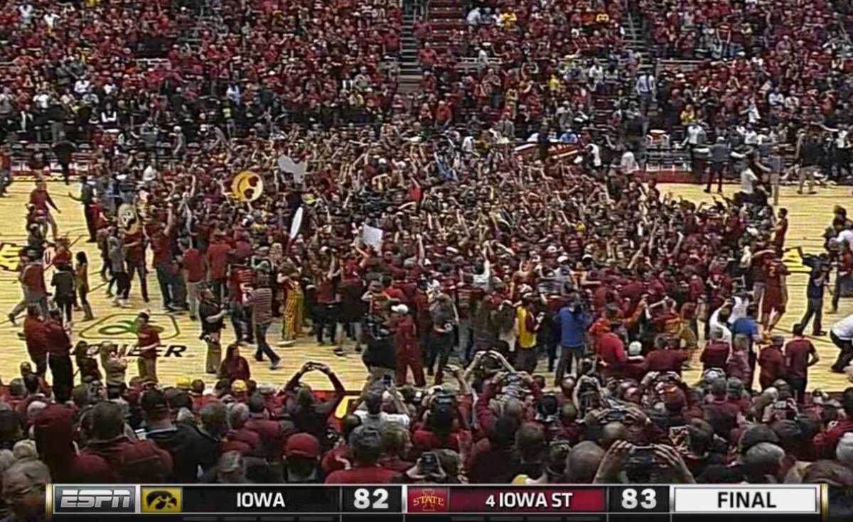 SportsCenter's tweet photo. What a finish in Ames! Iowa blows 6-point lead in final minute as No. 4 Iowa State hits a winner w/ 10 seconds left. https://t.co/02IMI7VTAU