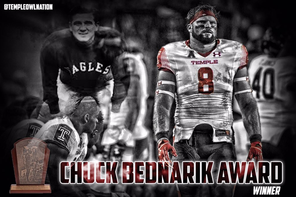 TempleOwlNation's tweet photo. Congratulations to @44_Matakevich, winner of the Chuck Bednarik Award! #TUFB #WetheT https://t.co/GqvfcRo0Hj