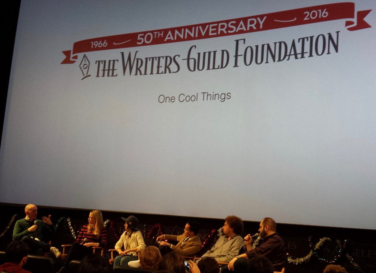 JaredDay's tweet photo. @WritersGuildF Scriptnotes last night @johnaugust @clmazin @natashaleggero @rikilindhome @MalcolmSpellman @AlanMYang https://t.co/iDCdK6J0B8