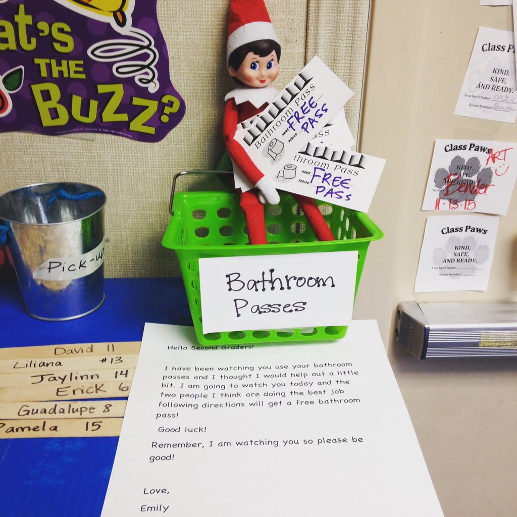 beethinkers03's tweet photo. #Day9 #elfontheshelf #Emily #secondgrade #teacherlife #beethinkers #freebathroompasses https://t.co/bYPxNPxjtd